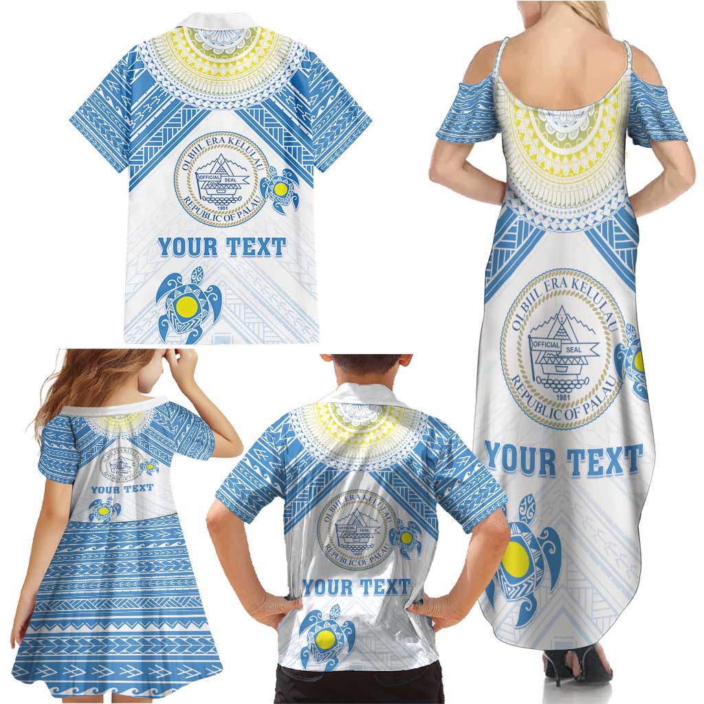 Personalised Palau Constitution Day Family Matching Summer Maxi Dress and Hawaiian Shirt Polynesian Turtle LT05 - Polynesian Pride