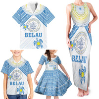 Personalised Palau Constitution Day Family Matching Tank Maxi Dress and Hawaiian Shirt Polynesian Turtle LT05 - Polynesian Pride