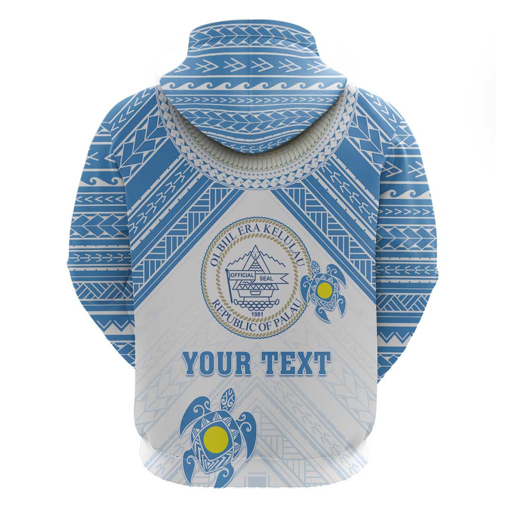 Personalised Palau Constitution Day Hoodie Polynesian Turtle