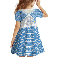 Personalised Palau Constitution Day Kid Short Sleeve Dress Polynesian Turtle LT05 - Polynesian Pride