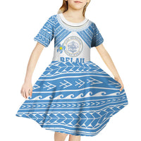 Personalised Palau Constitution Day Kid Short Sleeve Dress Polynesian Turtle LT05 - Polynesian Pride