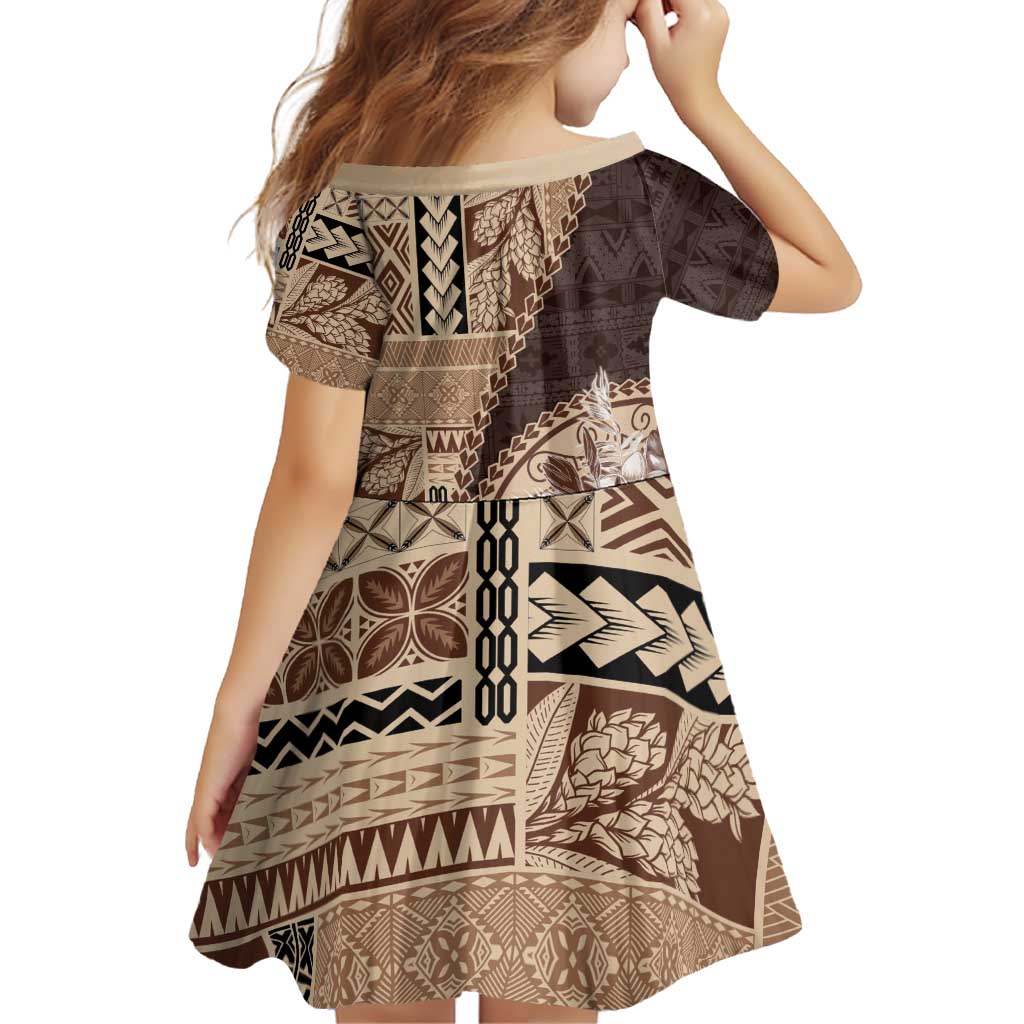 Samoa Siapo Elegant Family Matching Off Shoulder Short Dress and Hawaiian Shirt Hibiscus Chocolate Brown Motifs LT05 - Polynesian Pride