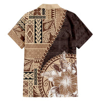 Samoa Siapo Elegant Family Matching Summer Maxi Dress and Hawaiian Shirt Hibiscus Chocolate Brown Motifs LT05 - Polynesian Pride