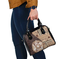 Samoa Siapo Elegant Shoulder Handbag Hibiscus Chocolate Brown Motifs - Polynesian Pride
