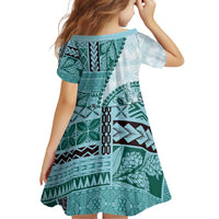 Samoa Siapo Elegant Family Matching Puletasi and Hawaiian Shirt Hibiscus Teal Motifs LT05 - Polynesian Pride
