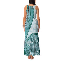 Samoa Siapo Elegant Family Matching Tank Maxi Dress and Hawaiian Shirt Hibiscus Teal Motifs LT05 - Polynesian Pride