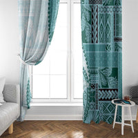 Samoa Siapo Elegant Window Curtain Hibiscus Teal Motifs - Polynesian Pride