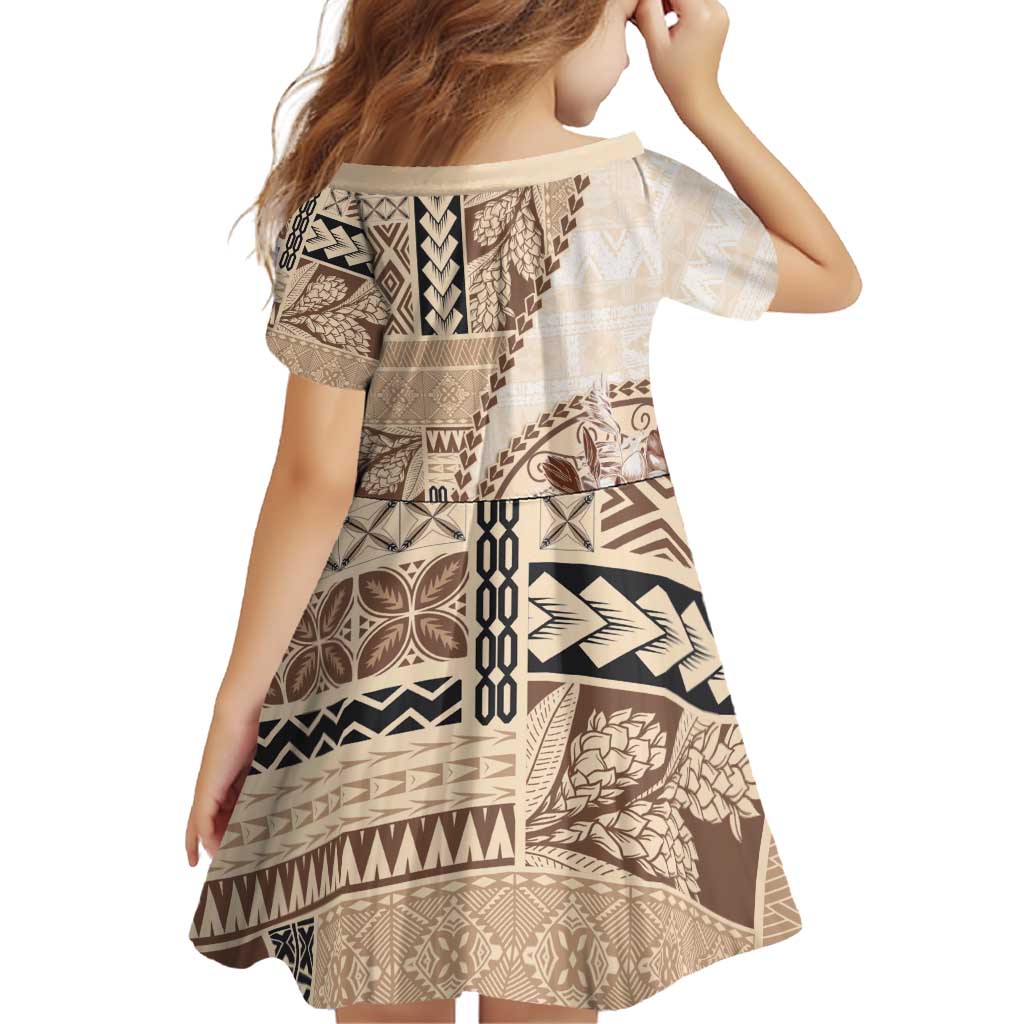 Samoa Siapo Elegant Family Matching Puletasi and Hawaiian Shirt Hibiscus Beige Motifs LT05 - Polynesian Pride