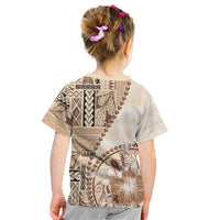 Samoa Siapo Elegant Kid T Shirt Hibiscus Beige Motifs LT05 - Polynesian Pride