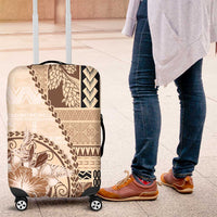 Samoa Siapo Elegant Luggage Cover Hibiscus Beige Motifs LT05 Beige - Polynesian Pride