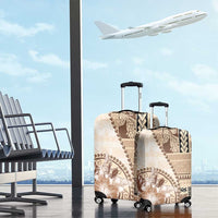 Samoa Siapo Elegant Luggage Cover Hibiscus Beige Motifs LT05 - Polynesian Pride