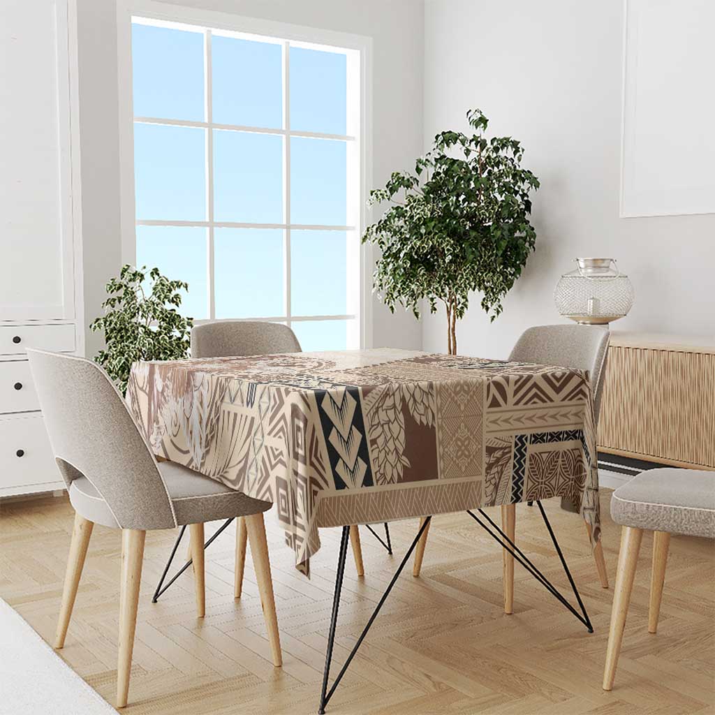 Samoa Siapo Elegant Tablecloth Hibiscus Beige Motifs - Polynesian Pride