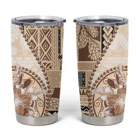Samoa Siapo Elegant Tumbler Cup Hibiscus Beige Motifs LT05 Beige - Polynesian Pride