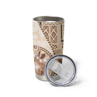 Samoa Siapo Elegant Tumbler Cup Hibiscus Beige Motifs LT05 - Polynesian Pride