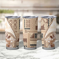 Samoa Siapo Elegant Tumbler Cup Hibiscus Beige Motifs LT05 - Polynesian Pride