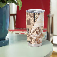 Samoa Siapo Elegant Tumbler Cup Hibiscus Beige Motifs LT05 - Polynesian Pride