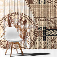 Samoa Siapo Elegant Window Curtain Hibiscus Beige Motifs - Polynesian Pride