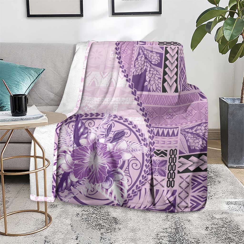 Samoa Siapo Elegant Blanket Hibiscus Violet Motifs - Polynesian Pride