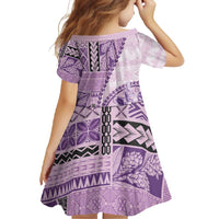 Samoa Siapo Elegant Family Matching Tank Maxi Dress and Hawaiian Shirt Hibiscus Violet Motifs LT05 - Polynesian Pride