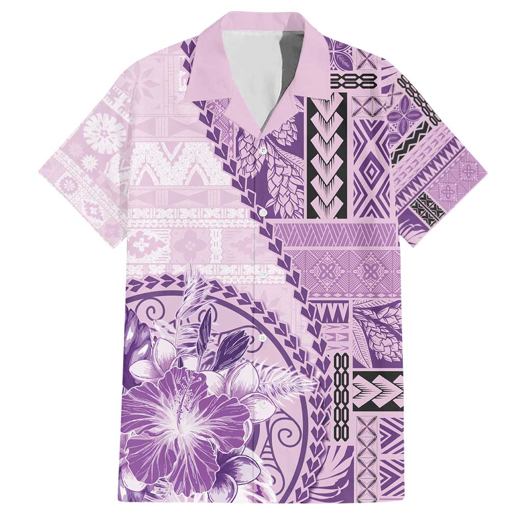 Samoa Siapo Elegant Hawaiian Shirt Hibiscus Violet Motifs LT05 Violet - Polynesian Pride