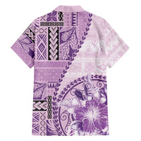 Samoa Siapo Elegant Hawaiian Shirt Hibiscus Violet Motifs LT05 - Polynesian Pride