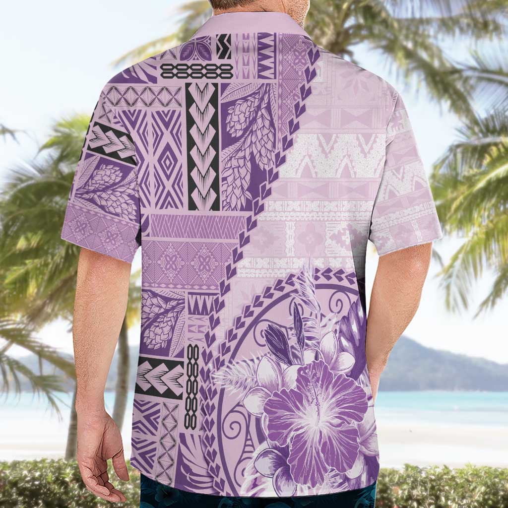 Samoa Siapo Elegant Hawaiian Shirt Hibiscus Violet Motifs LT05 - Polynesian Pride