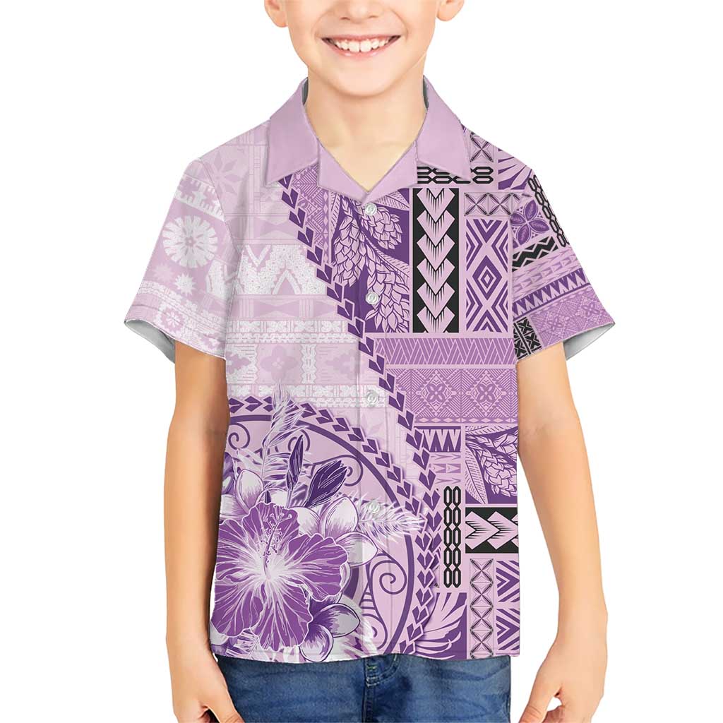 Samoa Siapo Elegant Hawaiian Shirt Hibiscus Violet Motifs LT05 - Polynesian Pride