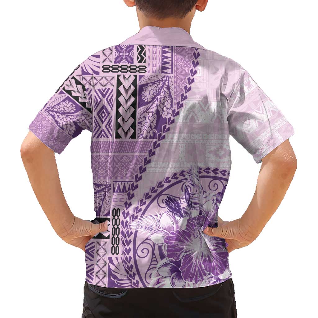 Samoa Siapo Elegant Hawaiian Shirt Hibiscus Violet Motifs LT05 - Polynesian Pride