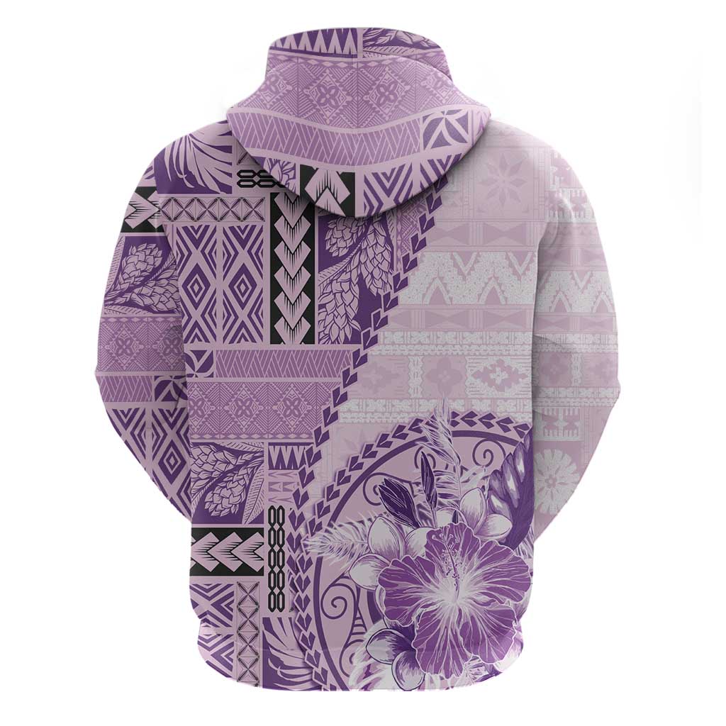 Samoa Siapo Elegant Hoodie Hibiscus Violet Motifs - Polynesian Pride