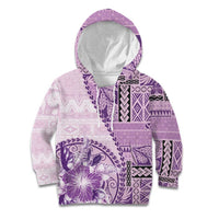 Samoa Siapo Elegant Kid Hoodie Hibiscus Violet Motifs LT05 Hoodie Violet - Polynesian Pride