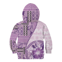 Samoa Siapo Elegant Kid Hoodie Hibiscus Violet Motifs LT05 - Polynesian Pride