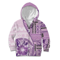 Samoa Siapo Elegant Kid Hoodie Hibiscus Violet Motifs LT05 Zip Hoodie Violet - Polynesian Pride