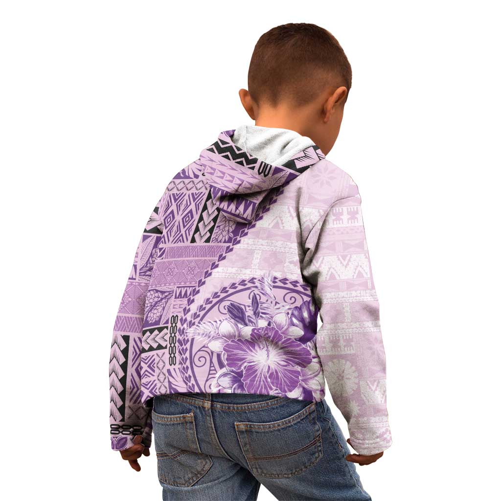 Samoa Siapo Elegant Kid Hoodie Hibiscus Violet Motifs LT05 - Polynesian Pride