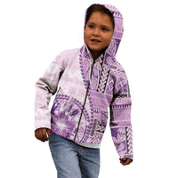 Samoa Siapo Elegant Kid Hoodie Hibiscus Violet Motifs LT05 - Polynesian Pride
