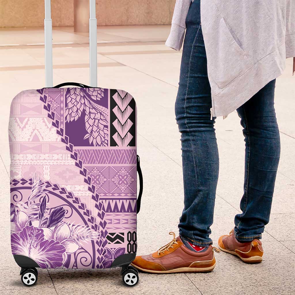Samoa Siapo Elegant Luggage Cover Hibiscus Violet Motifs LT05 Violet - Polynesian Pride