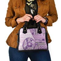 Samoa Siapo Elegant Shoulder Handbag Hibiscus Violet Motifs - Polynesian Pride