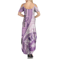 Samoa Siapo Elegant Summer Maxi Dress Hibiscus Violet Motifs LT05 - Polynesian Pride