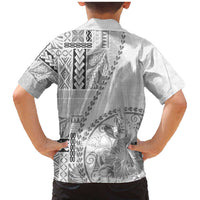Samoa Siapo Elegant Family Matching Mermaid Dress and Hawaiian Shirt Hibiscus White Motifs LT05 - Polynesian Pride