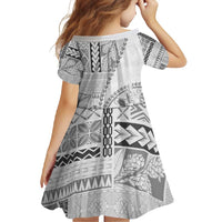 Samoa Siapo Elegant Family Matching Off Shoulder Maxi Dress and Hawaiian Shirt Hibiscus White Motifs LT05 - Polynesian Pride