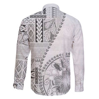 Samoa Siapo Elegant Family Matching Short Sleeve Bodycon Dress and Hawaiian Shirt Hibiscus White Motifs LT05 - Polynesian Pride