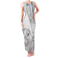 Samoa Siapo Elegant Family Matching Tank Maxi Dress and Hawaiian Shirt Hibiscus White Motifs LT05 Mom's Dress White - Polynesian Pride