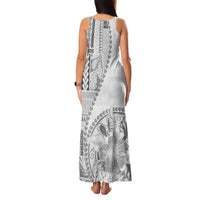 Samoa Siapo Elegant Family Matching Tank Maxi Dress and Hawaiian Shirt Hibiscus White Motifs LT05 - Polynesian Pride