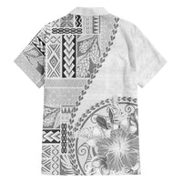 Samoa Siapo Elegant Hawaiian Shirt Hibiscus White Motifs - Polynesian Pride