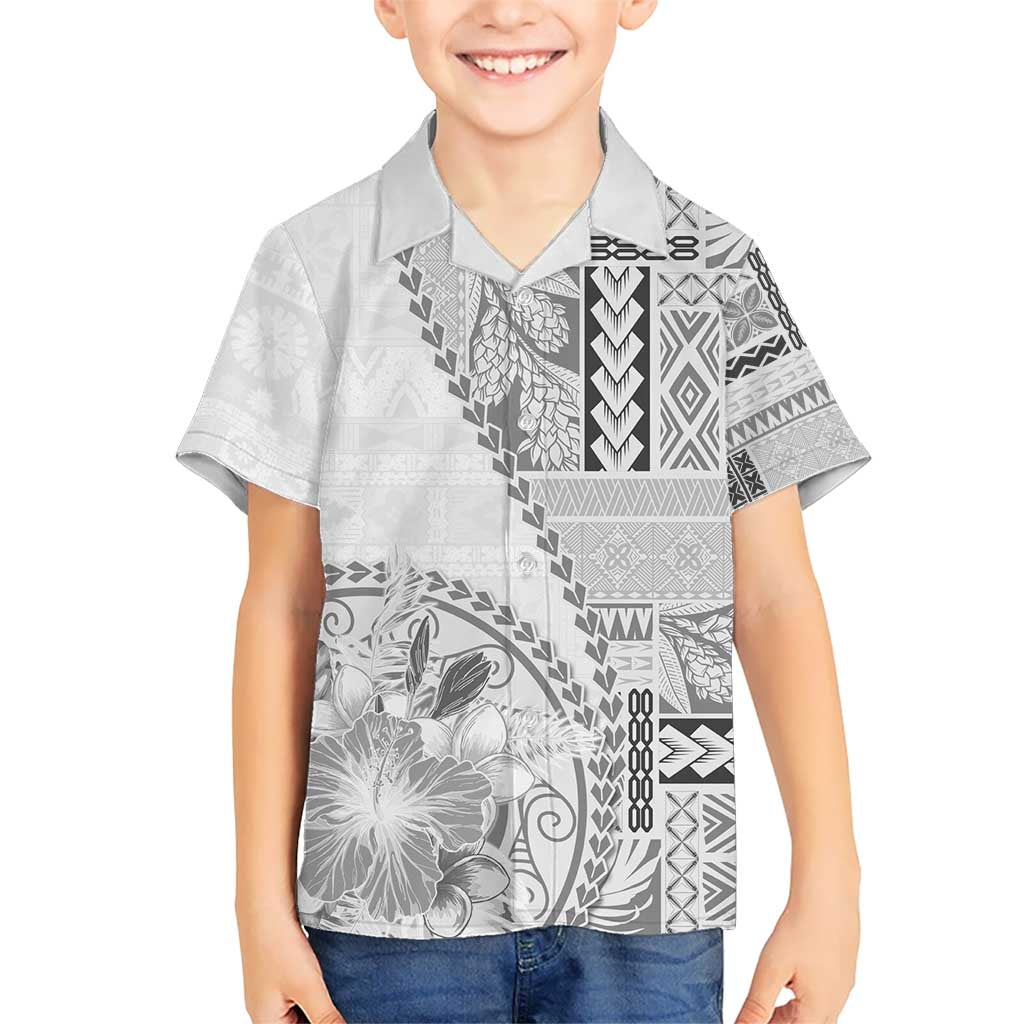 Samoa Siapo Elegant Hawaiian Shirt Hibiscus White Motifs - Polynesian Pride