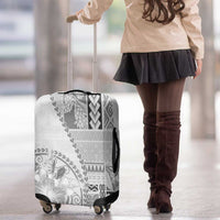 Samoa Siapo Elegant Luggage Cover Hibiscus White Motifs - Polynesian Pride