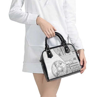 Samoa Siapo Elegant Shoulder Handbag Hibiscus White Motifs - Polynesian Pride