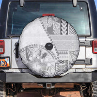 Samoa Siapo Elegant Spare Tire Cover Hibiscus White Motifs LT05 White - Polynesian Pride