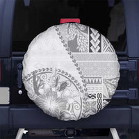 Samoa Siapo Elegant Spare Tire Cover Hibiscus White Motifs LT05 No hole White - Polynesian Pride