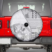 Samoa Siapo Elegant Spare Tire Cover Hibiscus White Motifs LT05 - Polynesian Pride