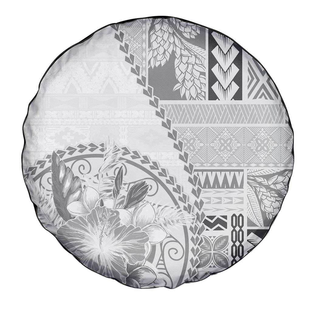 Samoa Siapo Elegant Spare Tire Cover Hibiscus White Motifs LT05 - Polynesian Pride
